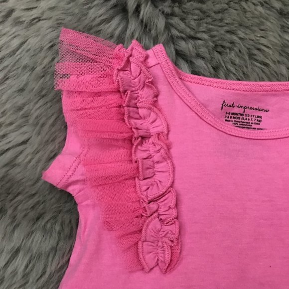 First Impressions | Infant Girl's T-shirt | Pink | Ruffle | 3-6 Months - Picture 2 of 4
